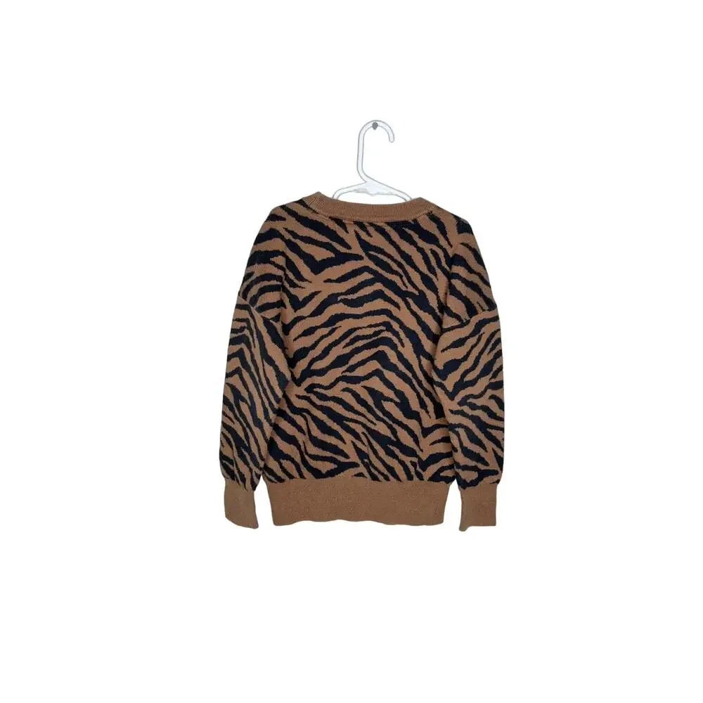 GAP Kid’s Brown Novelty Slouch Zebra Print Sweatshirt Size Small